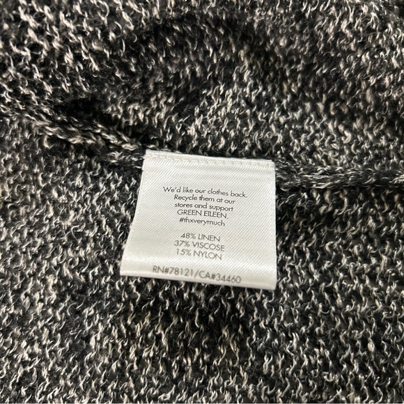 Eileen Fisher Open Cardigan Sweater Women’s XS Black White Gray Italian Linen - Picture 7 of 11